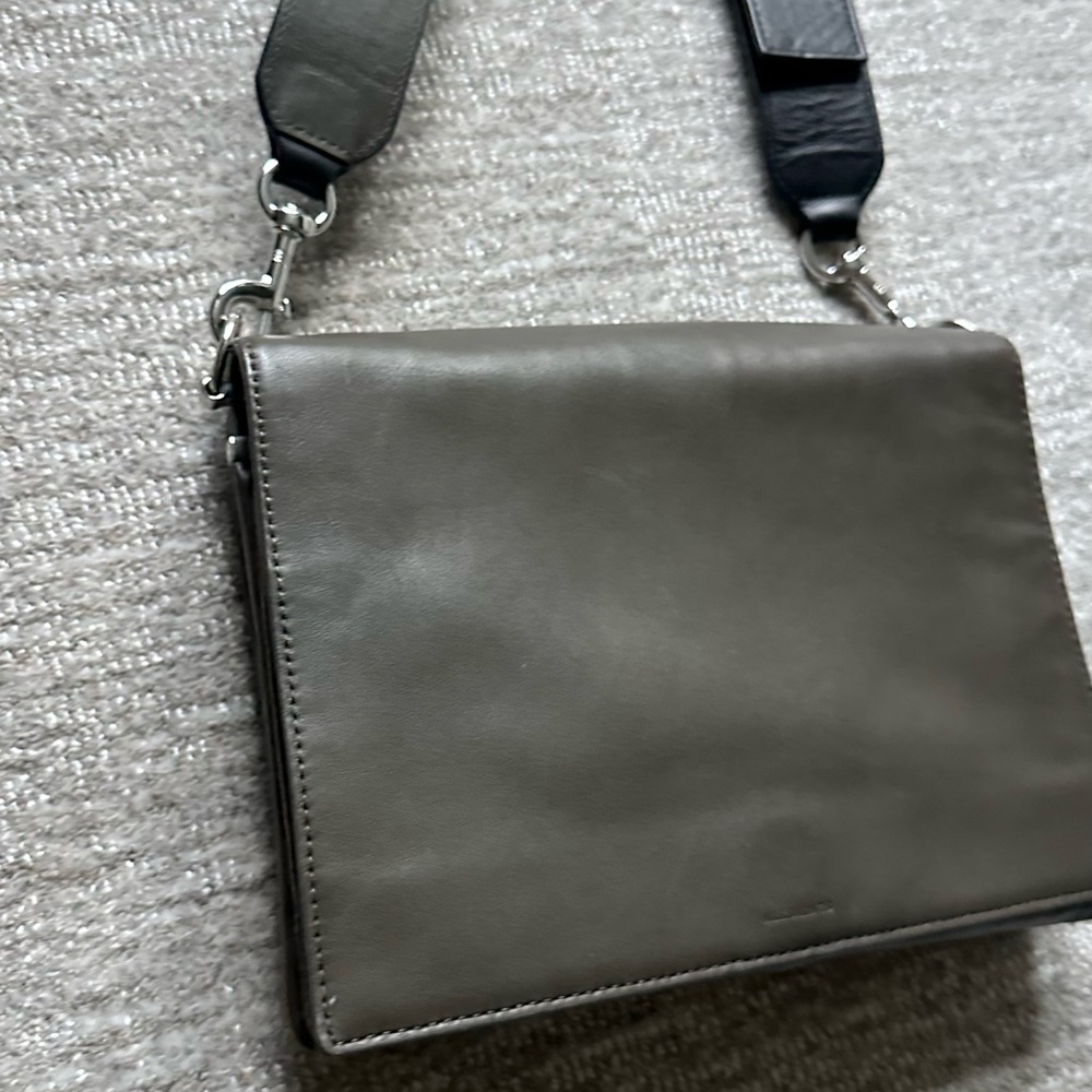 Womens All Saints Leather Crossbody Bag in Olive Green